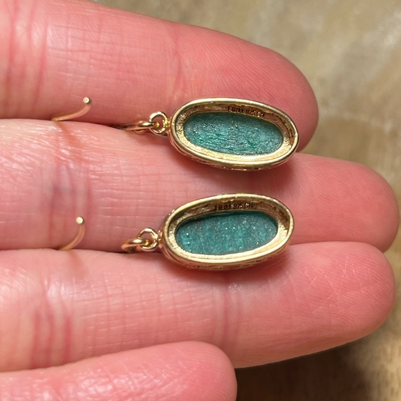 LIRM Faceted Green Onyx Gold Vermeil Over Sterling Silver Dangle Earrings - Picture 12 of 14